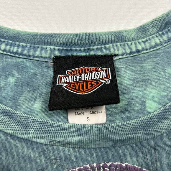 Y2K Harley Davidson Green Acid Wash Tee - Picture 5 of 7